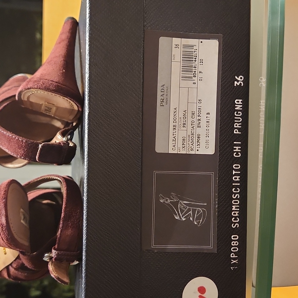 Burgundy suede Prada heels.  EUC. - Picture 9 of 9